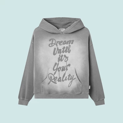 Local Brand Ree - Áo Hoodie Wash Form Boxy Dream Until It’s Your Reality Màu Xám