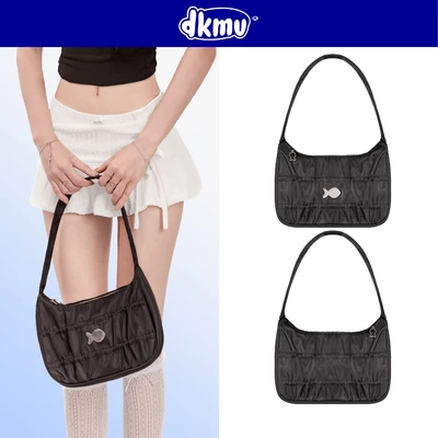 Túi xách nữ đeo vai họa tiết nhún DKMV màu đen logo inox và khóa kéo hình con cá siêu đáng yêu Bounce Bag | K-B48