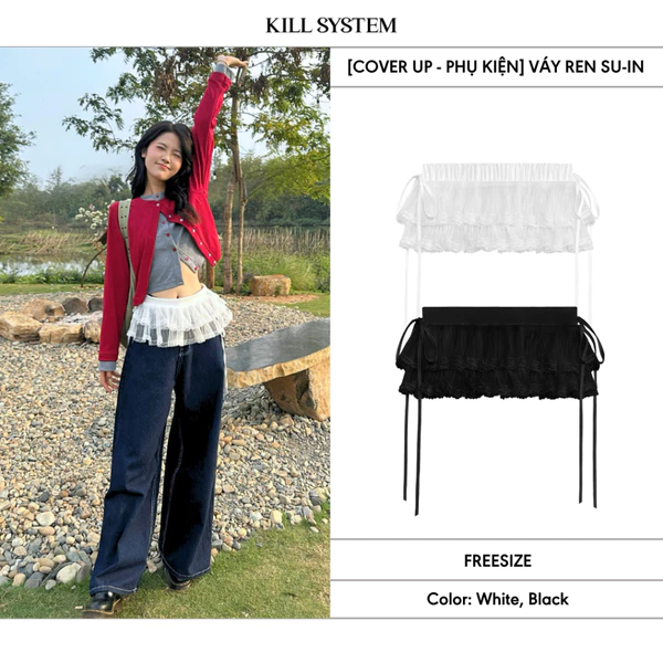 Váy ren XUYÊN THẤU ngắn 2 tầng cột nơ Su-in - Killsystem