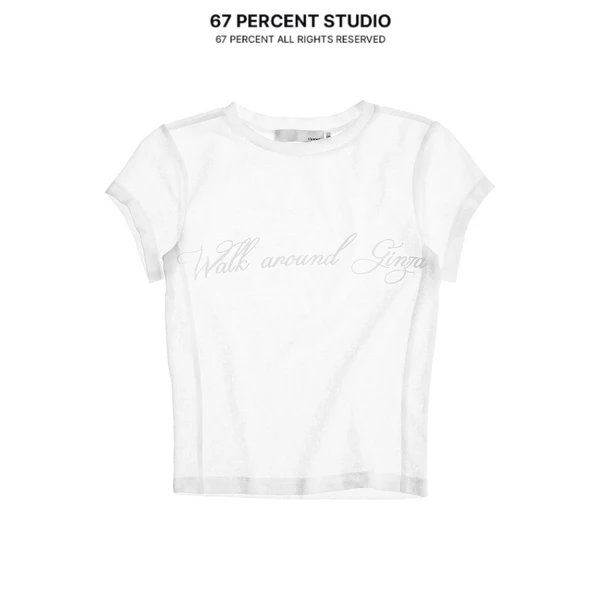 Áo Thun Vải Xuyên Thấu 67 PERCENT / 67% In Chữ Form Baby Tee Unisex - GINZA BABY TEE