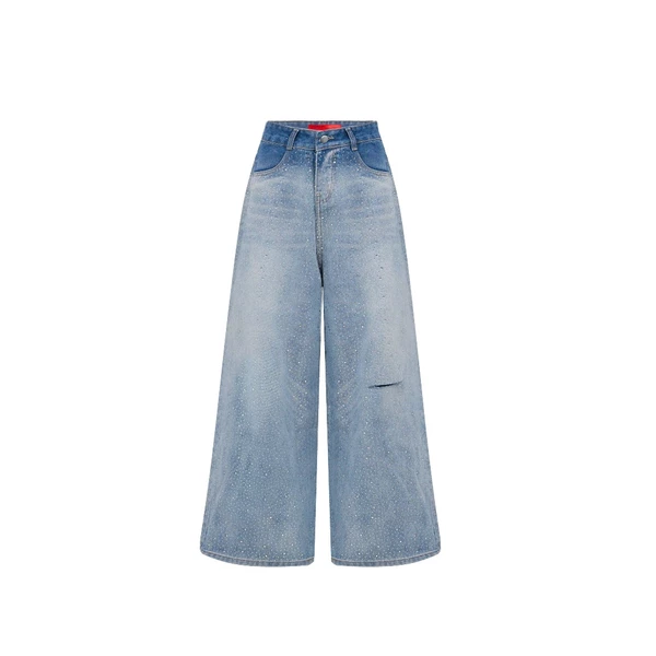 QUẦN JEANS ĐÍNH ĐÁ REMINDER ‘ BLING ‘ MÀU XANH DÀI SẢN PHẨM CHÍNH HÃNG