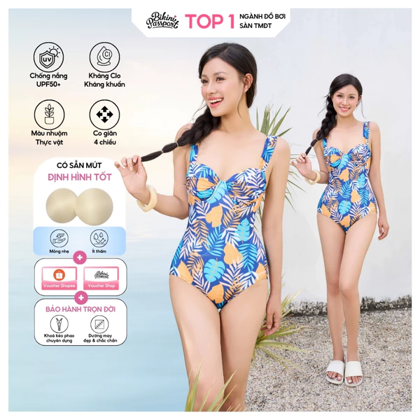 Bộ đồ bơi Nữ BIKINI PASSPORT kiểu Một mảnh áo cup ngực - Xanh indigo - BS373_IN