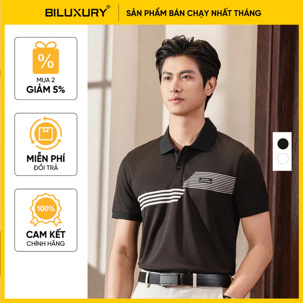 Áo Polo Nam Hoạ Tiết 8APCT498 Biluxury Kháng Khuẩn Chống Nhăn Bền Màu