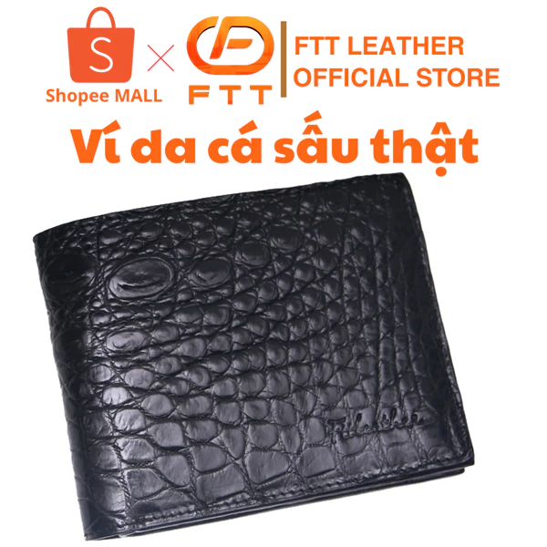 Ví nam da cá sấu 2 mặt phần hông bụng dáng ngang, đứng kích thước 12cm x 9cm