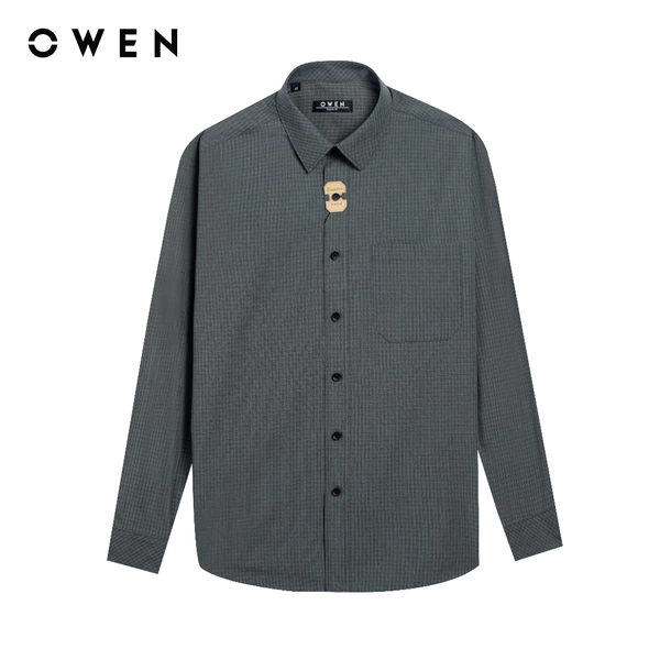Owen - Áo sơ mi dài tay Regular Fit AR250103DT màu Xám đậm chất liệu Bamboo poly