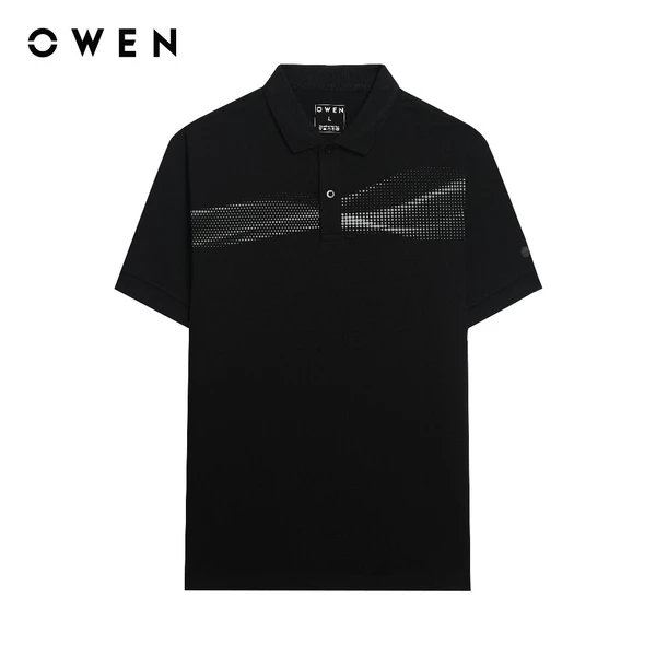 Owen - Áo polo Bodyfit APV253627 màu Đen chất liệu CVC Spandex