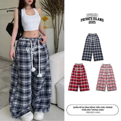 QUẦN NỈ DẠ ỐNG RỘNG THÊU GIRLFRIEND PHỐI DÂY THỪNG FFCLUB MIX