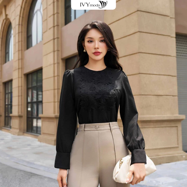 Áo sơ mi Mystic nữ thêu hoa IVY moda MS 17M8852