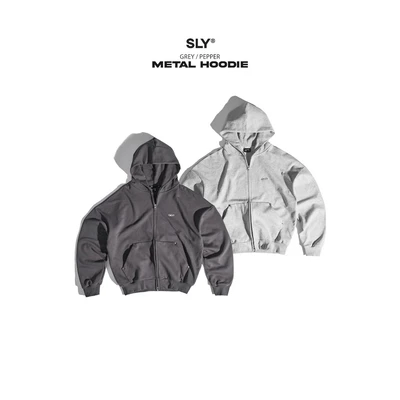 Hoodie Nỉ Bông Cotton Zip SLY Metal màu Xám Tiêu / Xám Chì