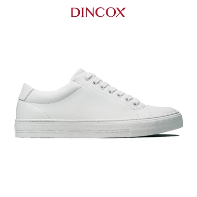 Giày Da Sneaker Unisex Nam Nữ D20 White DINCOX Năng Động Cá Tính - Giày Da Trắng Sang Trọng