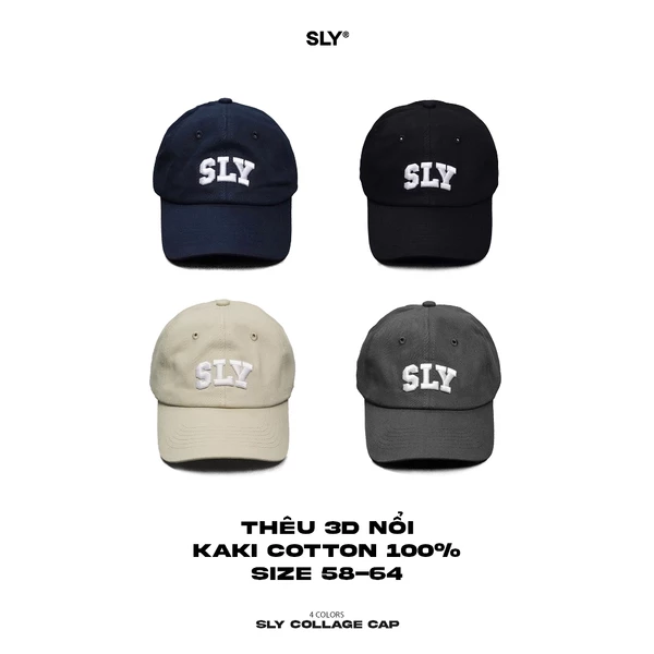 Mũ/Nón Lưỡi Trai SLY Collage Kaki Cotton 4 màu