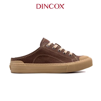 Giày Sục Đạp Gót Mules Vải Sneaker Unisex E10 CHOCO MILK DINCOX Tăng Chiều Cao 4cm