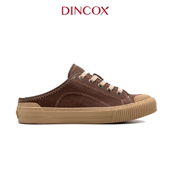 Giày Sục Đạp Gót Mules Vải Sneaker Unisex E10 CHOCO MILK DINCOX Tăng Chiều Cao 4cm
