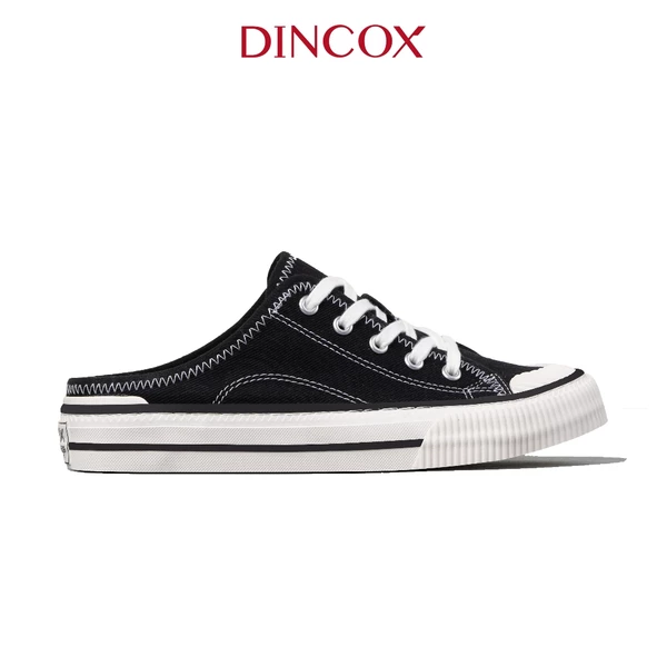 Giày Sục Đạp Gót Mules Vải Sneaker Unisex Tăng Chiều Cao 4cm DINCOX E10 Black