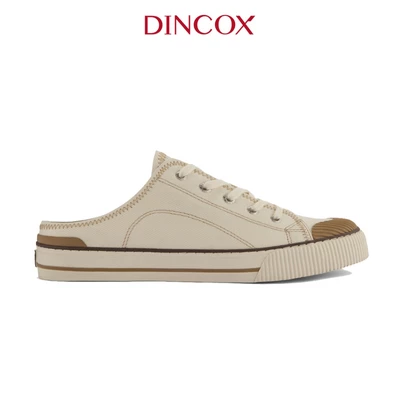 Giày Sục Đạp Gót Mules Vải Sneaker Unisex, Giày Sục Thể Thao Tăng Chiều Cao 4cm DINCOX E10 Off/white
