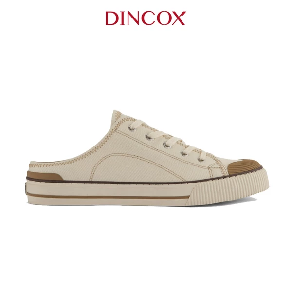 Giày Sục Đạp Gót Mules Vải Sneaker Unisex, Giày Sục Thể Thao Tăng Chiều Cao 4cm DINCOX E10 Off/white