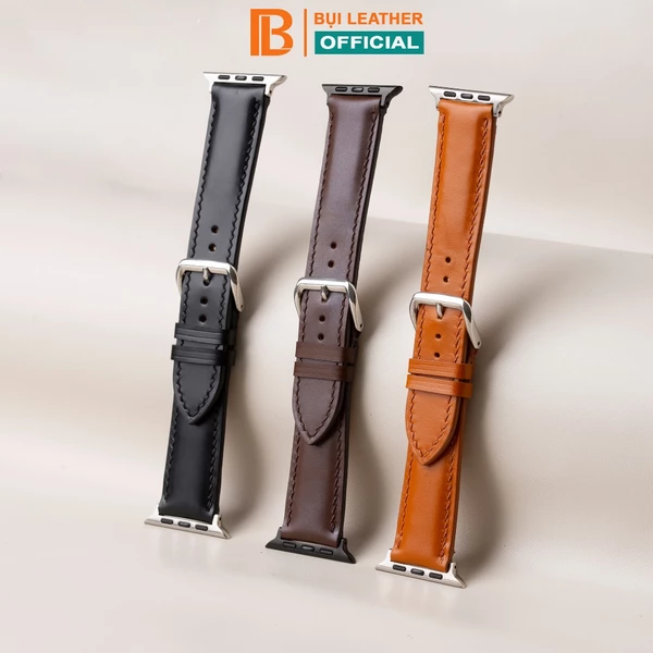Dây AW da box nam nữ-khâu tay thủ công D120-size 8mm, 40mm, 41mm, 42mm, 44mm,45mm, 49mm - Bụi Leather