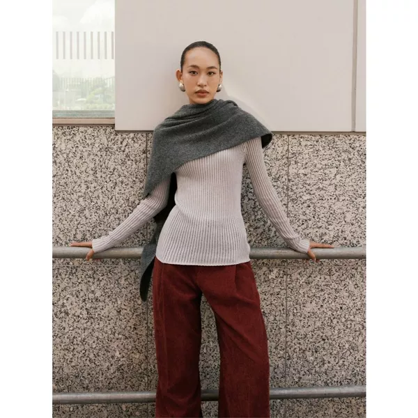 COCO SIN - Áo Len Xám Cổ Tròn Tay Dài - KNIT SEASON