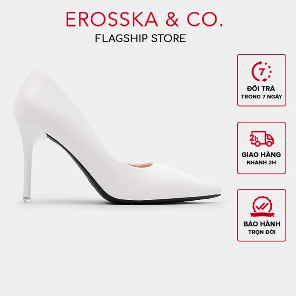 Erosska - Giày cao gót nữ mũi nhọn kiểu dáng cơ bản thanh lịch cao 9cm màu trắng - EP010