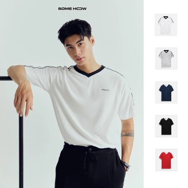 Áo Thun Nam Regular Athletic Vneck, Chất Vải Polyester Thoải Mái, AT0313, SOME HOW STORE