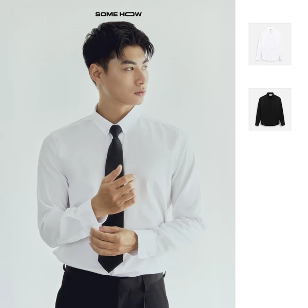 Áo Sơ Mi Nam Slimfit Basic Black White, Chất Vải Nano Thoải Mái, SM0167, SOME HOW STORE