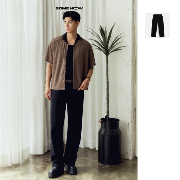 Quần Jean Nam Straight Dập 3D Whiskers Smoke Black, Chất Vải Jean Cotton Thoải Mái, QJ0121, SOME HOW STORE