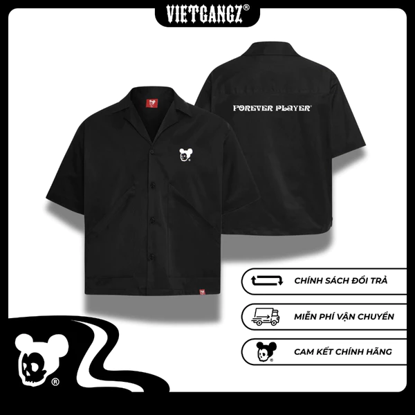 Double Collar Shirt Vietgangz - Form Boxy - Chất Liệu Kaki, Hình In Lụa Thủ Công Tỉ Mỉ