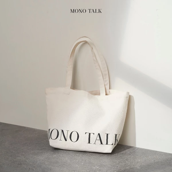 Túi Vải Canvas (màu trắng) MONO TALK chữ in Canvas Tote Bag P10003F