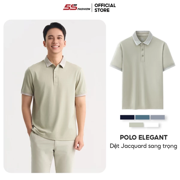 Áo Polo Nam 5S FASHION Chất Liệu Thấm Hút, Mát, Thiết Kế Dệt Jacquard Phom Regular APC25023
