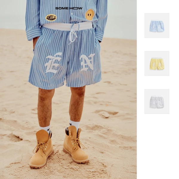 Quần Short Nam Relaxed Stripes Number * Én Col 25, Chất Vải Oxford Thoải Mái, QS0111, SOME HOW STORE