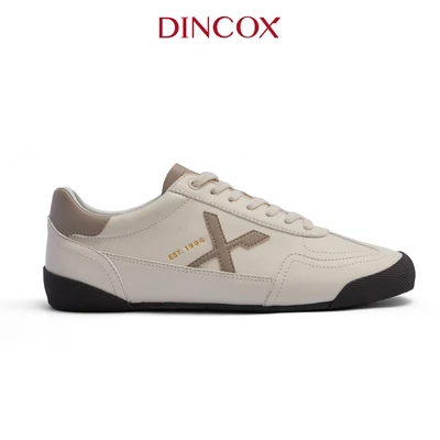 Giày Sneaker Da Nam Nữ Dincox DC47 BEIGE/TAUPE Shoes Đế Bằng, Bền Và Nhẹ Hơn