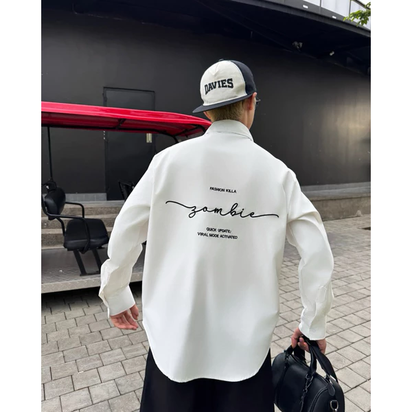 Áo Sơ Mi tay dài thêu ZOMBIE.CLUB Form Oversize Oxford Brand Unisex 2025