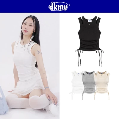 Áo thun ba lỗ nữ DKMV màu trắng, đen, kem, xám thiết kế cổ áo đôi có thắt nơ hai bên siêu xinh Phedra Top | K-T16
