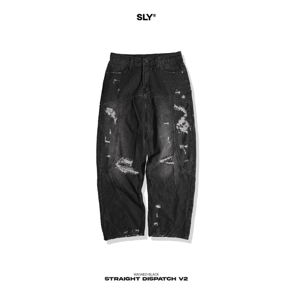 Quần Jeans Straight SLY Dispatch Washed Black