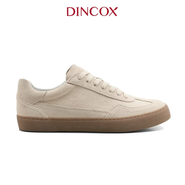 Giày Sneaker Vải Canvas Phối Da Nam Nữ DC35 Beige Dincox Shoes - Đế Khâu Bền Bỉ