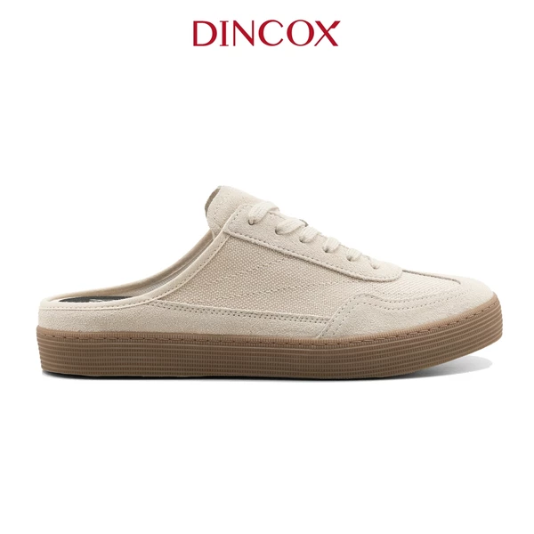 Giày Sục Đạp Gót Mules Vải Sneaker Unisex Nam Nữ DINCOX DC37 Lazy Mule Beige