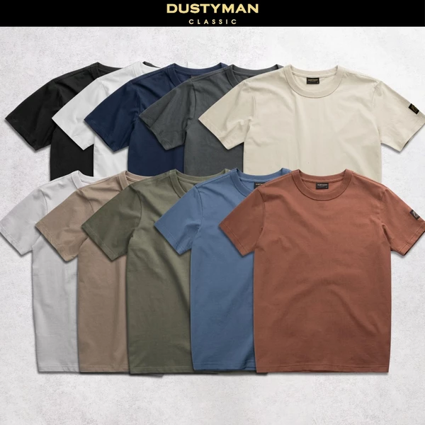 Áo Thun Nam Trơn Cổ Tròn 100% Cotton Premium DUSTYMAN - Form Regular Fit - Basic