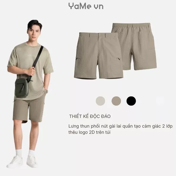 Quần đùi lưng thun căn bản, ống rộng, phom rộng F4 - The Weekend 045 24693 |YaMe|