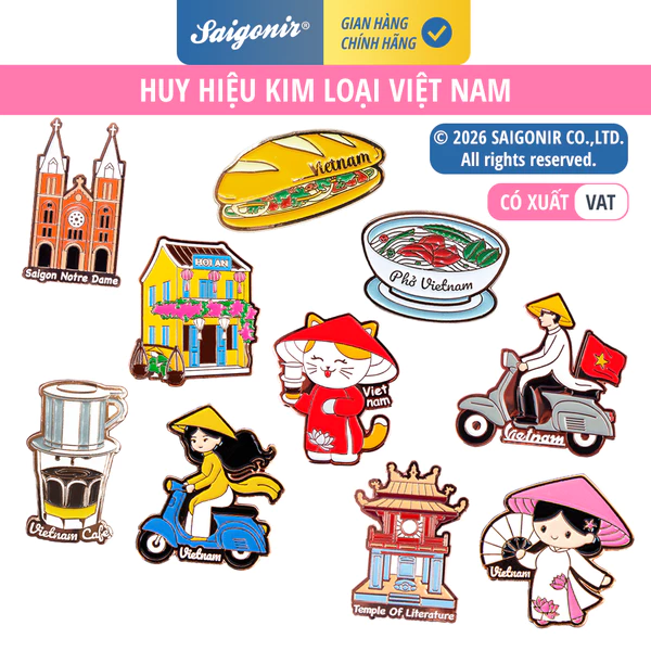 Huy hiệu Pin Ghim Cài Áo Mũ Ba lô Túi xách Souvenir Quà Lưu Niệm Việt Nam Saigonir