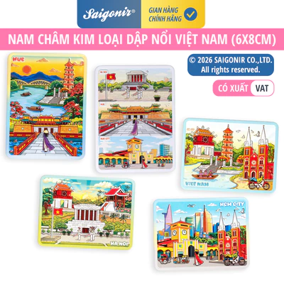 Nam châm tủ lạnh lưu niệm chất liệu thiếc in sắc nét có chi tiết dập nổi ấn tượng size 6x8cm hình ảnh Việt Nam