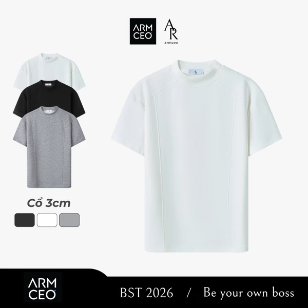 Áo thun cleanfit LineK Summer cổ 3cm cách điệu ARMCEO tôn dáng, chống nhăn -ART07
