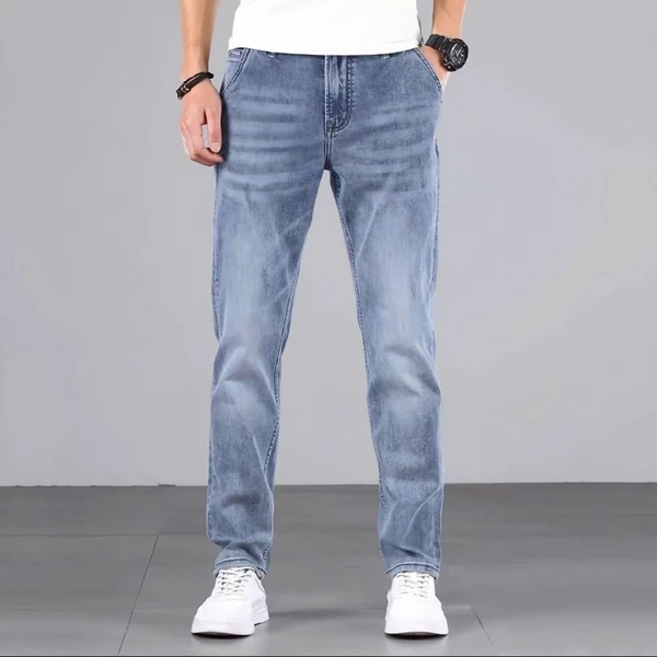 Quần Jean Nam Basic Túi Xéo Xanh Wash Sáng Form Đẹp Co Giãn Mềm Mịn Cao Cấp
