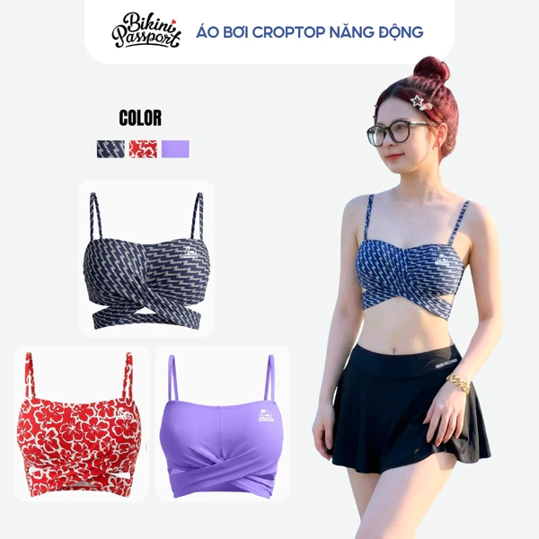 Áo bơi kín nữ croptop năng động tôn dáng đi nghỉ dưỡng - Bikini Passport - BSV371_NV