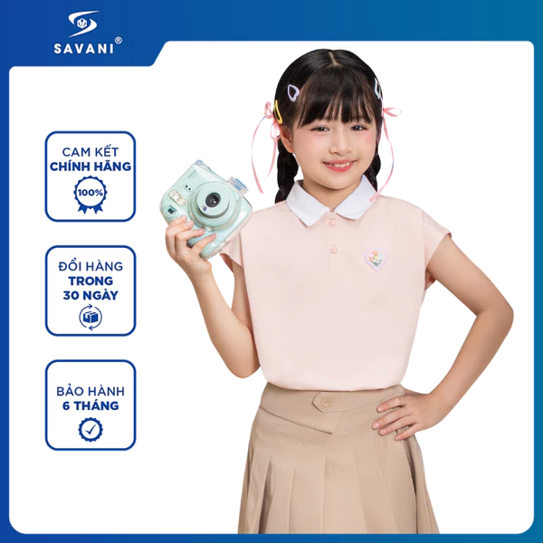 Áo Thun Cổ Polo Bé Gái SAVANI, Chất Cotton Mềm Mịn, Thoáng Mát Mặc Đi Học Đi Chơi GPSA051S6