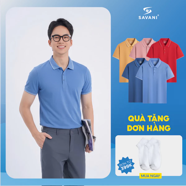 Áo Polo Nam SAVANI Trơn Cổ Viền Thanh Lịch, Áo Thun Nam Chất Liệu Thoáng Khí, Co Dãn Tốt MPU011S5