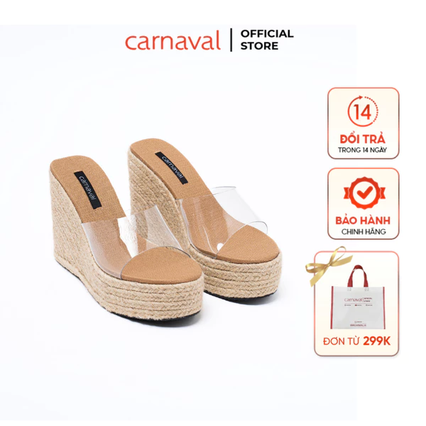 Dép xuồng đế cói Carnaval cao 10 phân siêu xinh - Nâng tầm phong cách, Tự tin tỏa sáng -HCH