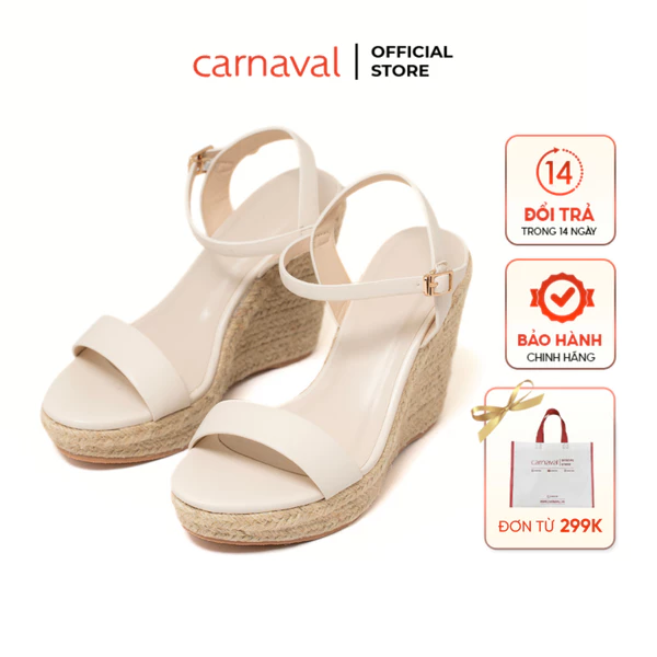 Dép xuồng đế cói quai ngang Carnaval cao 9 phân siêu xinh - Siêu cao - VS15