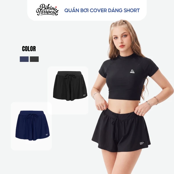 Quần bơi nữ (KHÔNG KÈM QUẦN TRONG) dáng short rộng đi biển - Bikini Passport - BSV002_BL