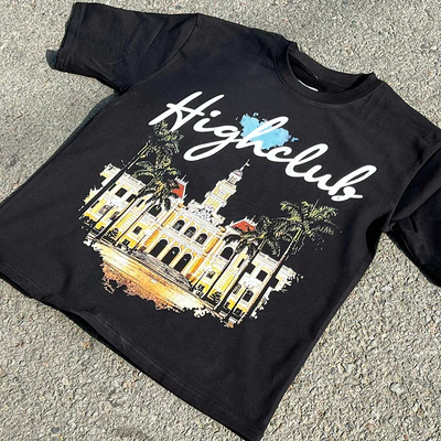 Áo thun Central Saigon TEE tay lỡ cổ tròn HIGHCLUB unisex - ĐEN