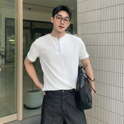 Áo Thun Nam Cổ Khoá Zip ZUTEE Dáng Clean Fit Tôn Chiều Cao Chất Vải Wafle